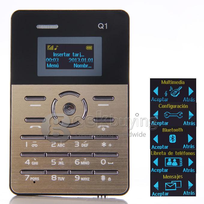 Qmart Q1 4.0mm Ultra Thin Slim 1.0 inch MTK Single Core Mini Pocket Card Cell Phone Bluetooth Built-in Battery - Golden