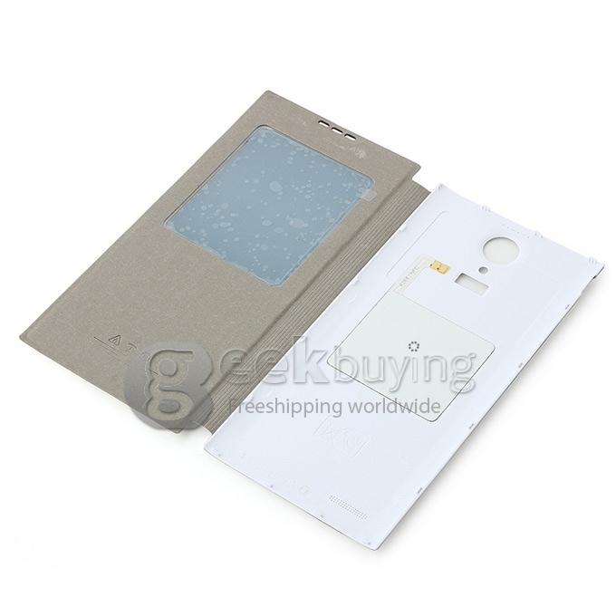 Original View Style Flip Cover Protective Case for Kingzone N3 4G Smartphone - White