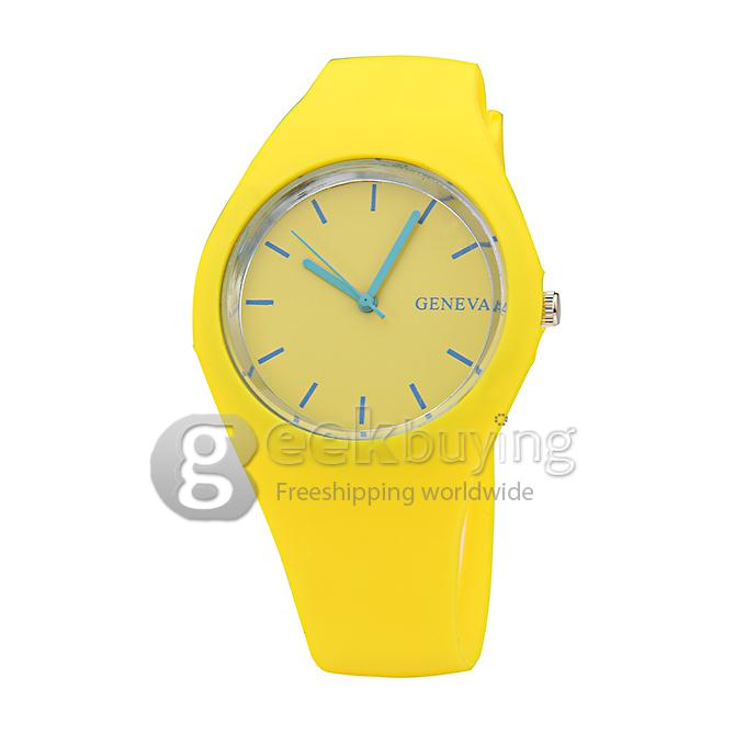 GENEVA Childern Fashion Jelly Style Rubber Band Analog Quartz Sport Watch - Yellow