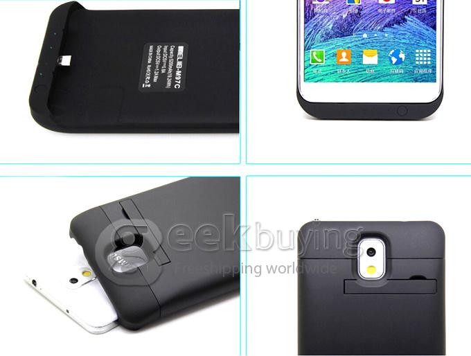 3800mAh Power Bank Charger Pack Backup Battery Case for Samsung Galaxy Note4 N9100 - Black