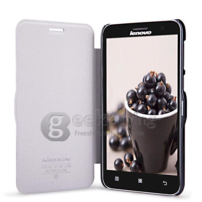 Nillkin Fresh Series Polycarbonate Flip Stand Leather Case for Lenovo A8/A806 - Black