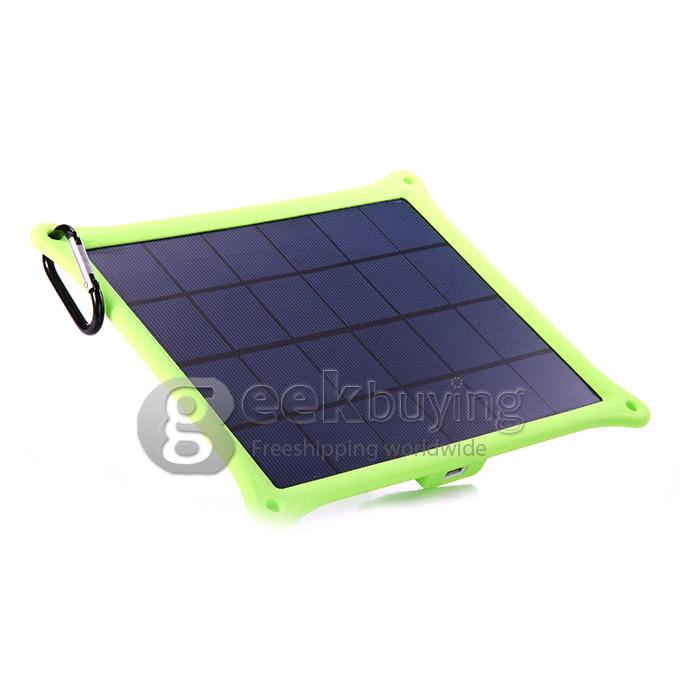 USB 5V 5W Solar Panel Power Bank Pack External Battery Charger for iPhone5S iPhone6 Smartphone Tablet - Green
