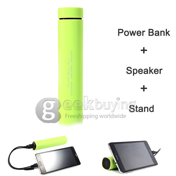 3 IN 1 Portable 4000mAh Power Bank Battery Charger + Speaker + Stand for Smartphone - Green