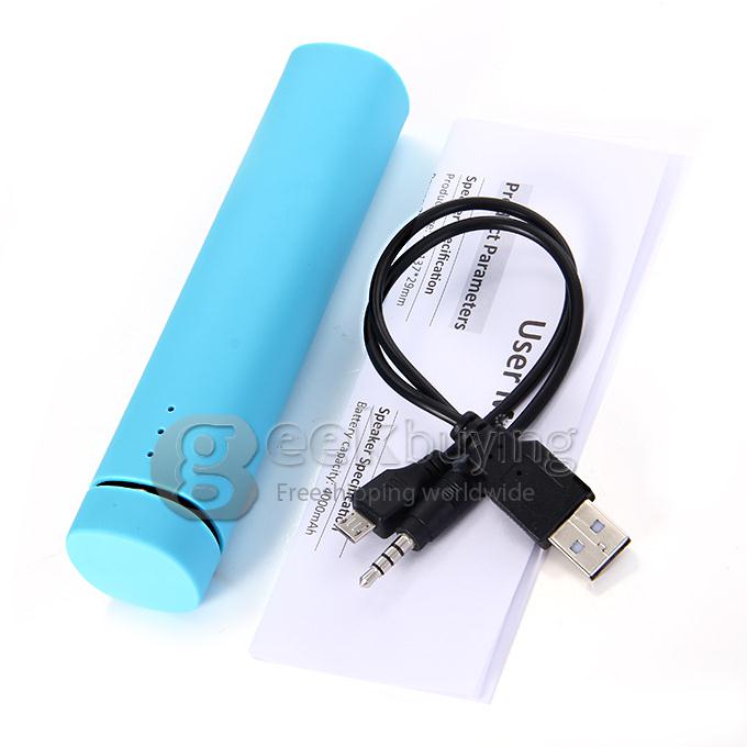 3 IN 1 Portable 4000mAh Power Bank Battery Charger + Speaker + Stand for Smartphone - Blue