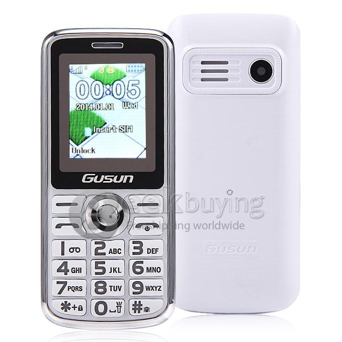 GUSUN F7 Ultra-thin MT6260M 0.3MP Flashlight Dual SIM Old Man Mobile Phone for Senior Citizen - White