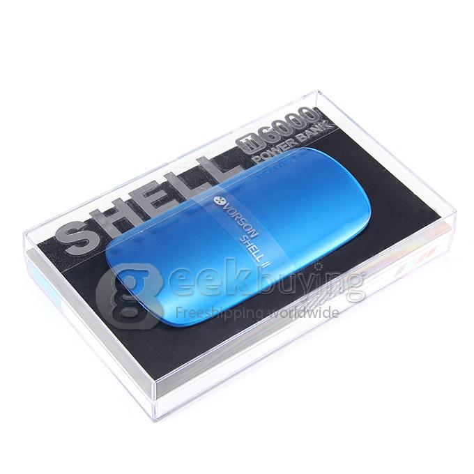 Vorson SHELL II 6000mAh USB Mobile Power Bank External Battery 2.1A for Smartphone Tablet - Blue