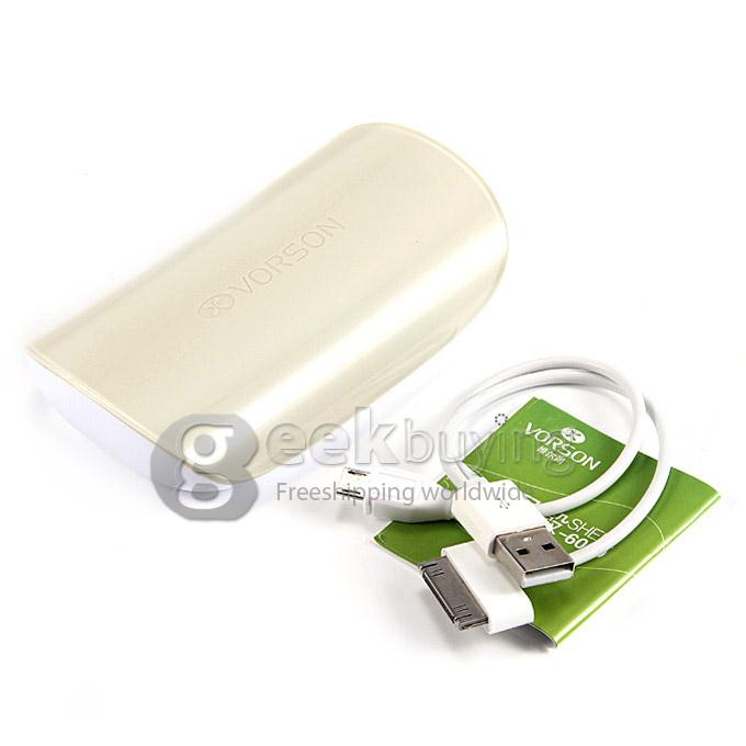 Vorson Shell Dual USB 6000mAh Power Bank External Battery 1.2A for iPhone iPad Smartphone Tablet - Cream Color