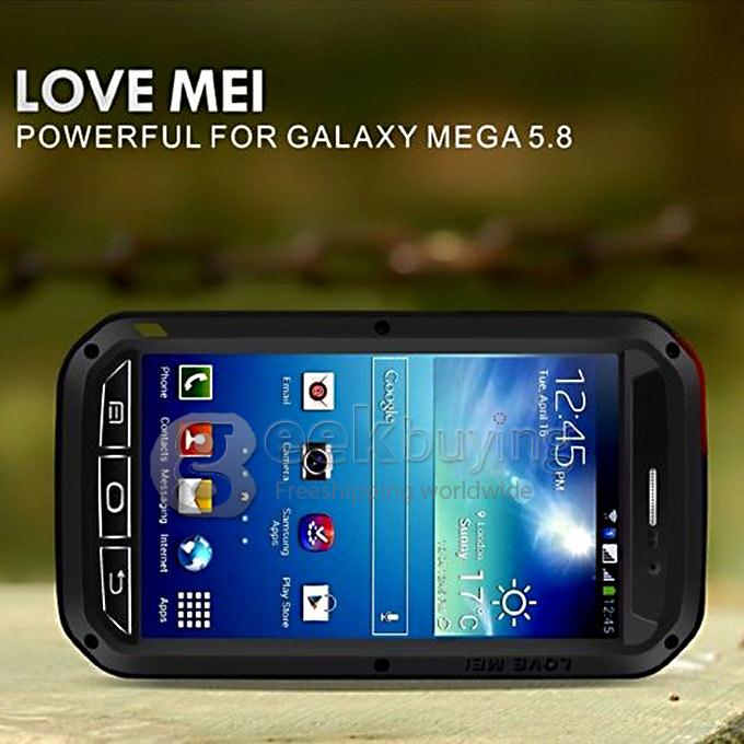 Lovemei Aluminum Powerful Shockproof Gorilla Glass Metal Case Cover for Samsung Galaxy Mega 5.8 - Black