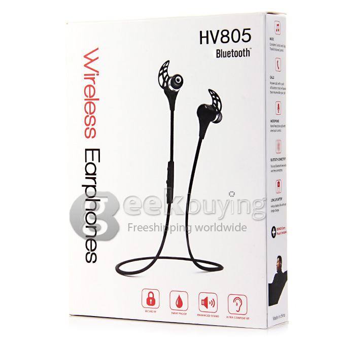 Sports HV805 Stereo Bluetooth 4.0 Headset Neckband Earphone with Mic for Samsung Iphone 6/5/5S/4 - White