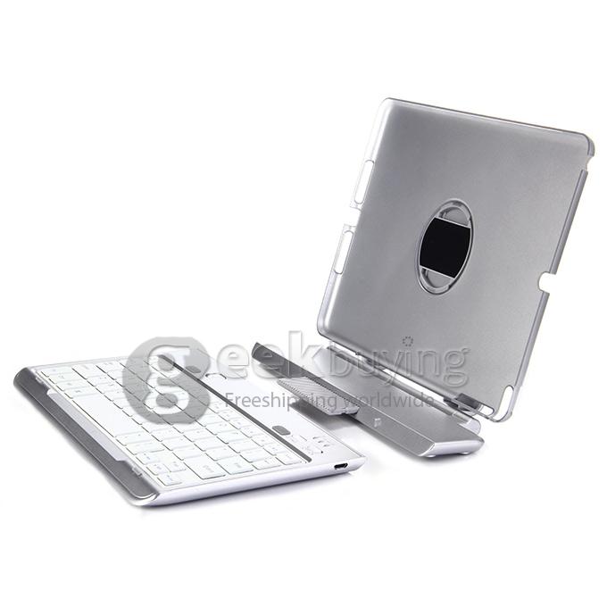 360 Degree Swivel Rotating Stand Bluetooth Keyboard Case Cover For IPad Air 2 iPad 6 - Silver