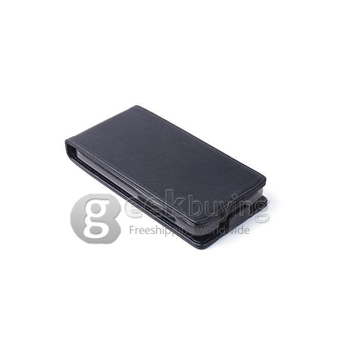 Protective Hard Cover Flip Stand Leather Case for Lenovo A526 - Black