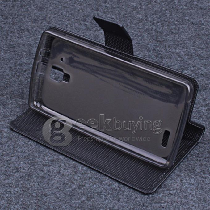 Protective Hard Cover Flip Stand Leather Case for Lenovo A536 -Black