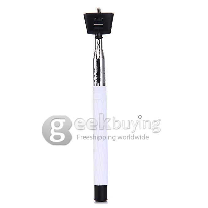 D09 Wireless Bluetooth Selfie Stick Monopod with Mirror for iPhone Galaxy Android - White