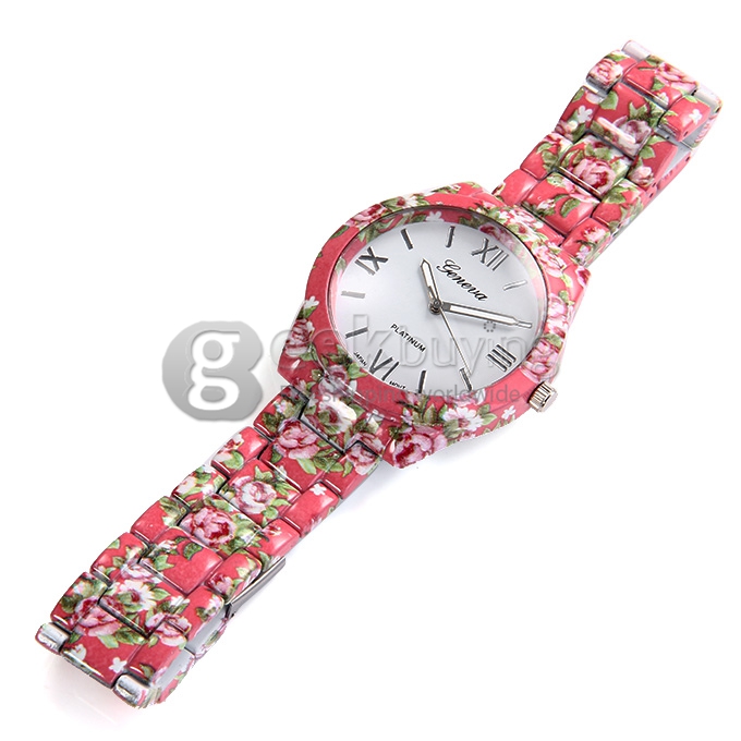 GENEVA Fashion Ceramic Analog Japanese Movement Quartz Wrist Watch for Woman - Pink