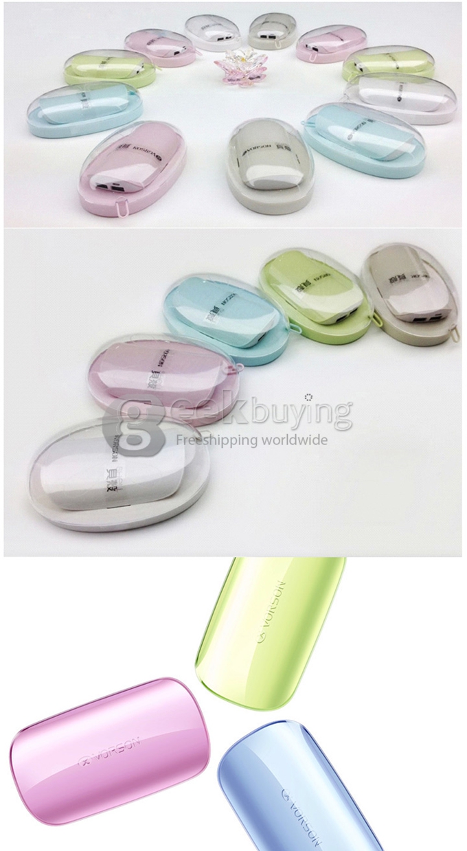 Vorson Shell Dual USB 6000mAh Power Bank External Battery 1.2A for iPhone iPad Smartphone Tablet - Cream Color