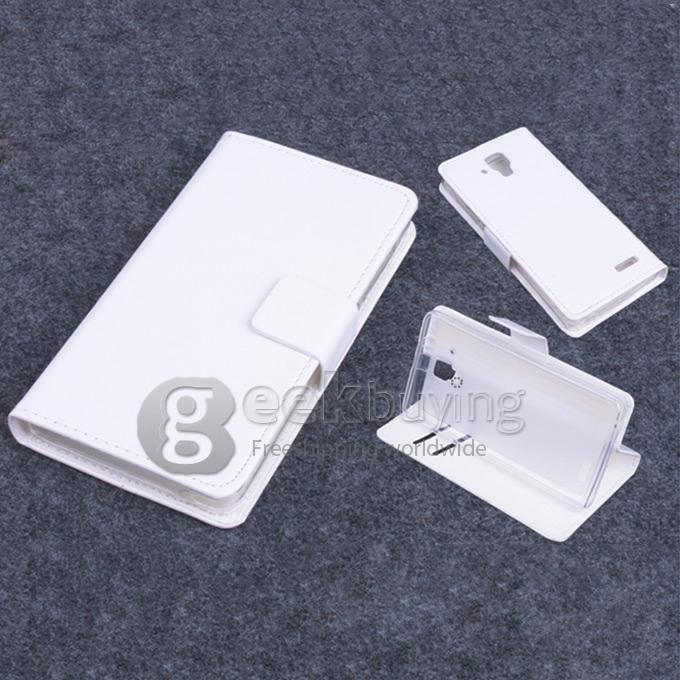 Protective Hard Cover Flip Stand Leather Case for Lenovo A536 -White