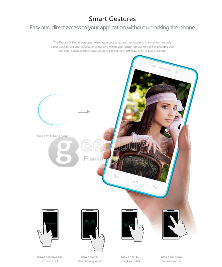 Doogee LEO DG280 MTK6582 Quad Core 1.3GHz 4.5Inch Smartphone Android 4.4 OS 1GB RAM 8GB ROM Dual Cameras 3G GPS - Blue