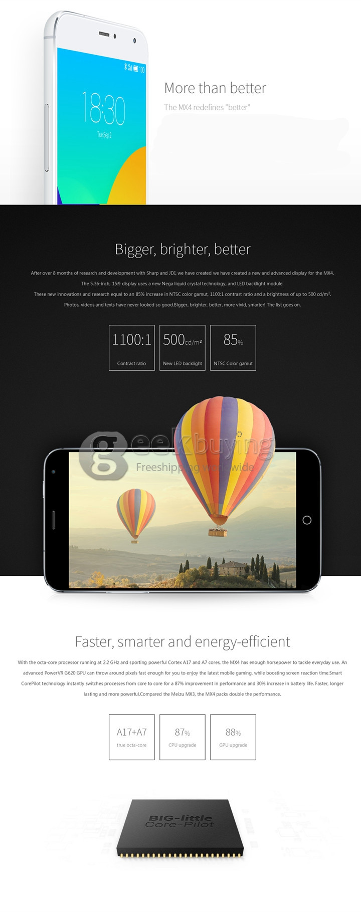 MEIZU MX4 1920 x 1152 4G MTK6595 Octa Core 5.36 Inch Smartphone 2GB RAM 32GB ROM 20.70MP Flyme 4.0/Android 4.4 FHD+ Corning Gorilla Glass 3 - Gray