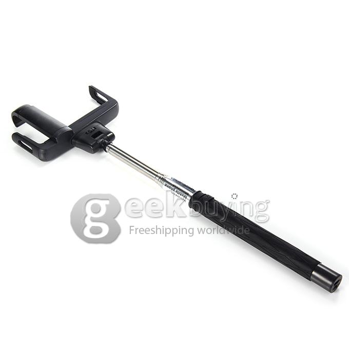 D09 Wireless Bluetooth Selfie Stick Monopod with Mirror for iPhone Galaxy Android - Black