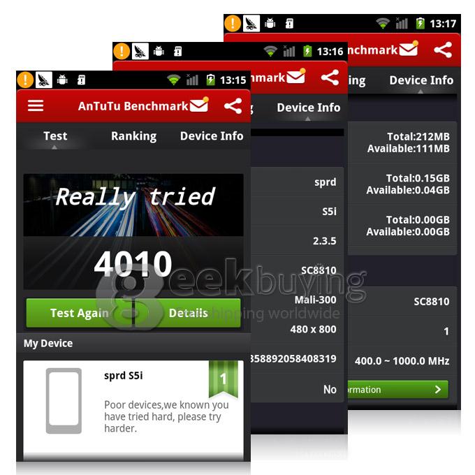 MIXC S5i 4.0Inch Android Phone Spreadtrum SC6820 1.0GHz SmartPhone CPU WVGA Screen Android 4.2 OS Dual Camera- White