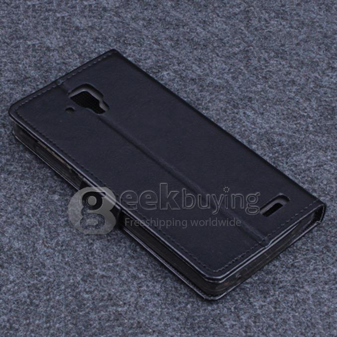 Protective Hard Cover Flip Stand Leather Case for Lenovo A536 -Black