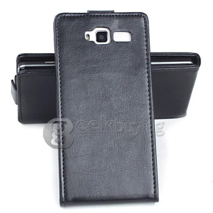 Protective Hard Cover Flip Stand Leather Case for Cubot S200 - Black