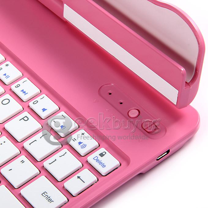 New Portable Keyboard for iPad Air 2 th Bluetooth Keyboard 360 Rotating 180 Flip - Pink