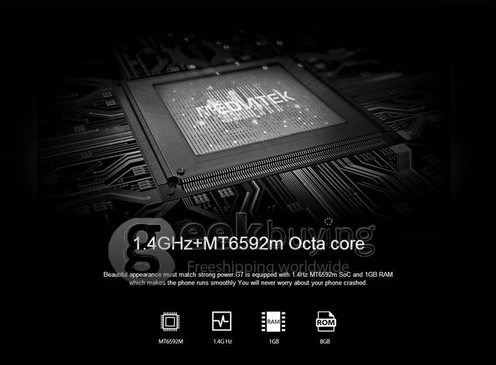 Elephone G7 5.5 Inch 1280*720 MTK6592M Octa Core 1.4GHz Smartphone Android 4.4 1GB 8GB 13.0MP 8.0MP IPS HD Screen-Gold