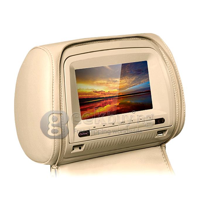 FZ666 7 inch HD Car DVD Game Player Car Headrest Monitor Pillow with USB SD 32 Bit Game FM IR - Beige