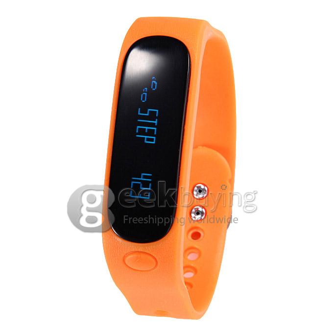Waterproof E02 Sport Bluetooth 4.0 Smart Wrist Watch Bracelet for iOS Android Video Remote Anti-lost Pedometer - Orange