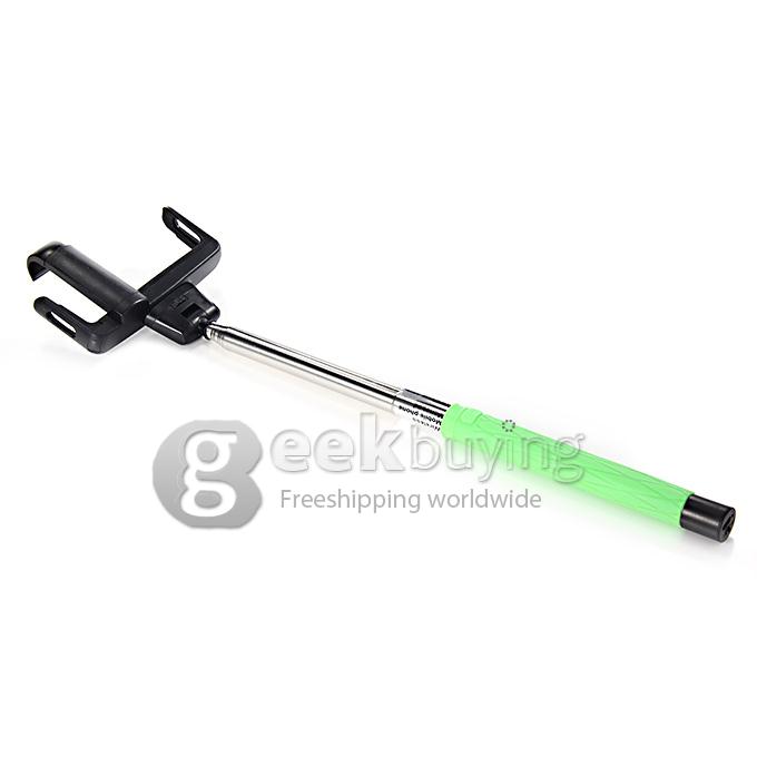 D09 Wireless Bluetooth Selfie Stick Monopod with Mirror for iPhone Galaxy Android - Green