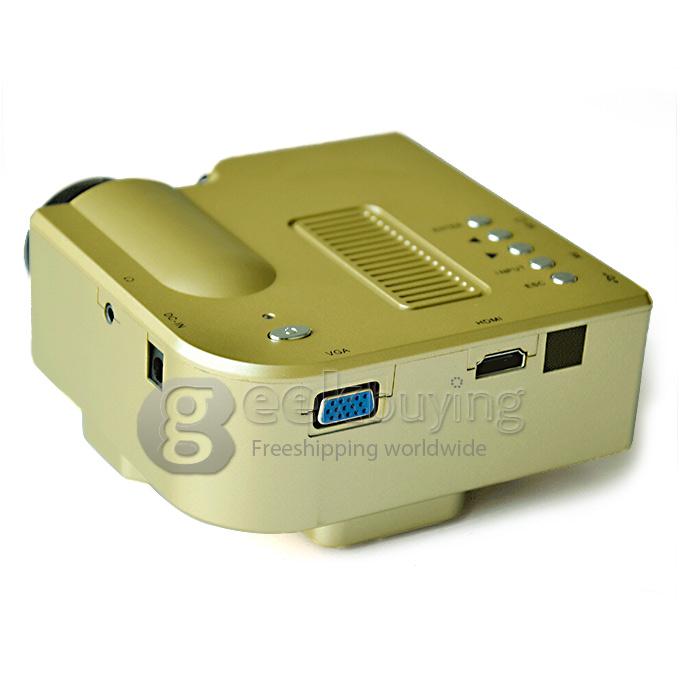 GM40 Multimedia 24W 400Lm 1080P LCD Image System LED Projector HDMI VGA SD Card Slot (EU Plug) - Gold