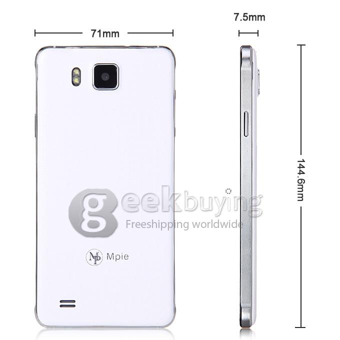 MPIE S168 5.0Inch Android 4.4 Smartphone FWVGA MTK6572 Dual Core 1.0GHz 512MB+4GB 3G GPS Dual Camera - White