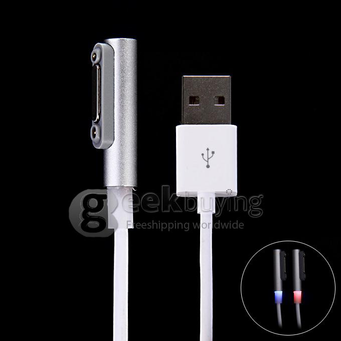 Magnetic Charging Cable Adapter USB Cable LED Smart Prompt for Sony Xperia Z3 Z2 Z1 - Silver
