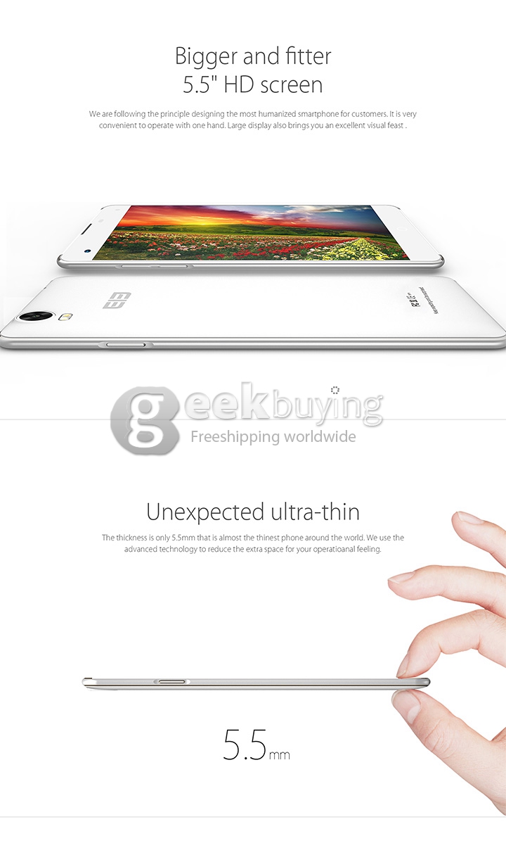 Elephone G7 5.5 Inch 1280*720 MTK6592M Octa Core 1.4GHz Smartphone Android 4.4 1GB 8GB 13.0MP 8.0MP IPS HD Screen-Gold