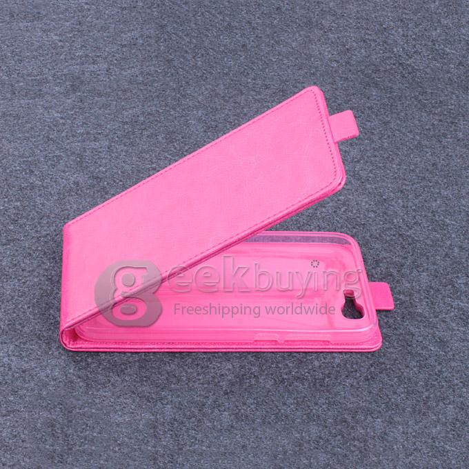 Protective Hard Cover Flip Stand Leather Case for HUAWEI G7-Rose