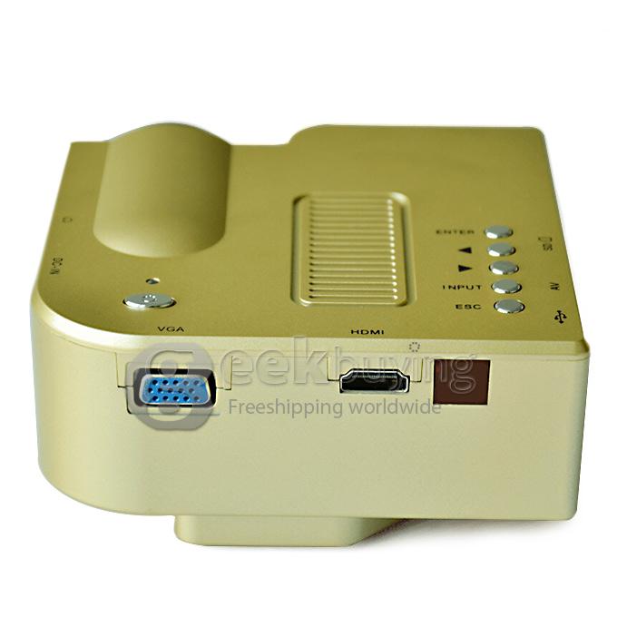 GM40 Multimedia 24W 400Lm 1080P LCD Image System LED Projector HDMI VGA SD Card Slot (EU Plug) - Gold