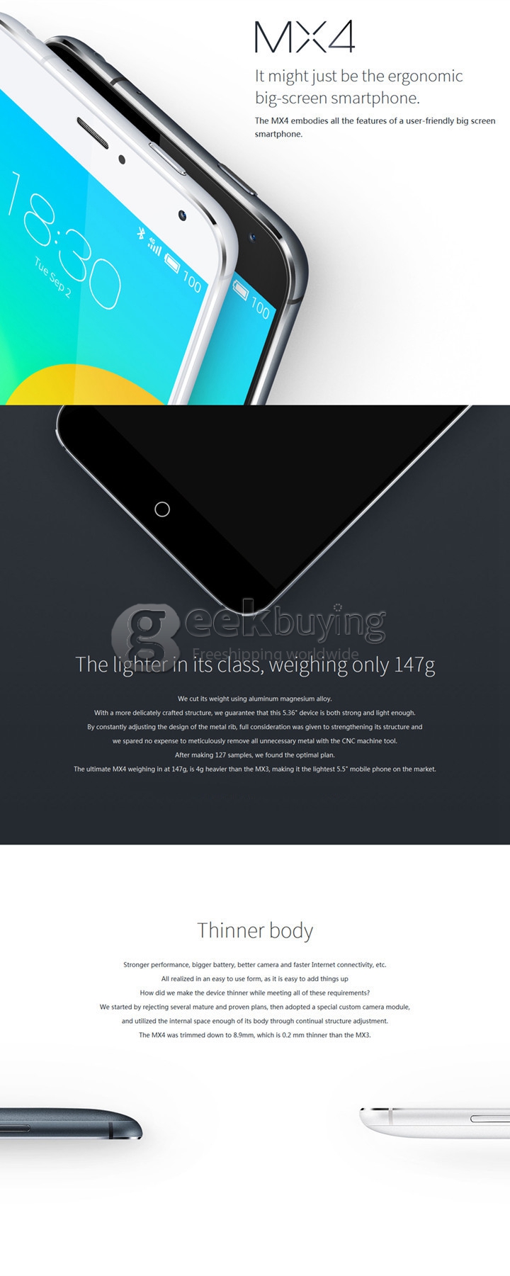 MEIZU MX4 1920 x 1152 4G MTK6595 Octa Core 5.36 Inch Smartphone 2GB RAM 32GB ROM 20.70MP Flyme 4.0/Android 4.4 FHD+ Corning Gorilla Glass 3 - Gray