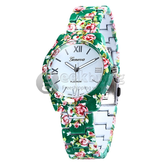 GENEVA Fashion Ceramic Analog Japanese Movement Quartz Wrist Watch for Woman - Green