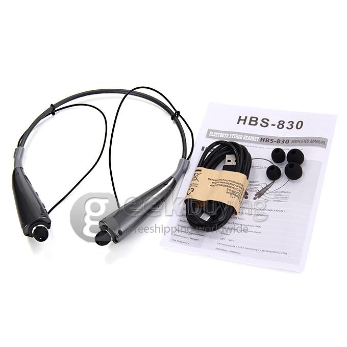 HBS-830 Wireless Bluetooth 4.0+ Apt-X Stereo Handsfree Earphone with Mic Speaker for LG iPhone HTC - Grey
