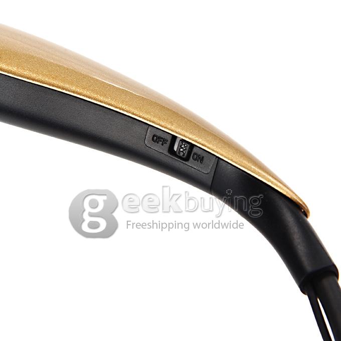 HBS-800 Bluetooth Wireless Headset Headphone Neck Earphone with Mic for iPhone Samsung HTC - Gold
