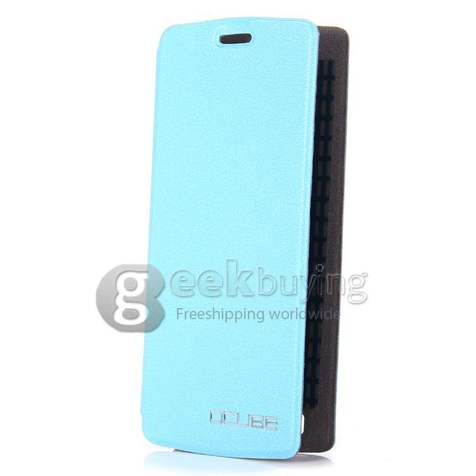 Protective Hard Cover Flip Stand Leather Case for THL T4000 - Blue