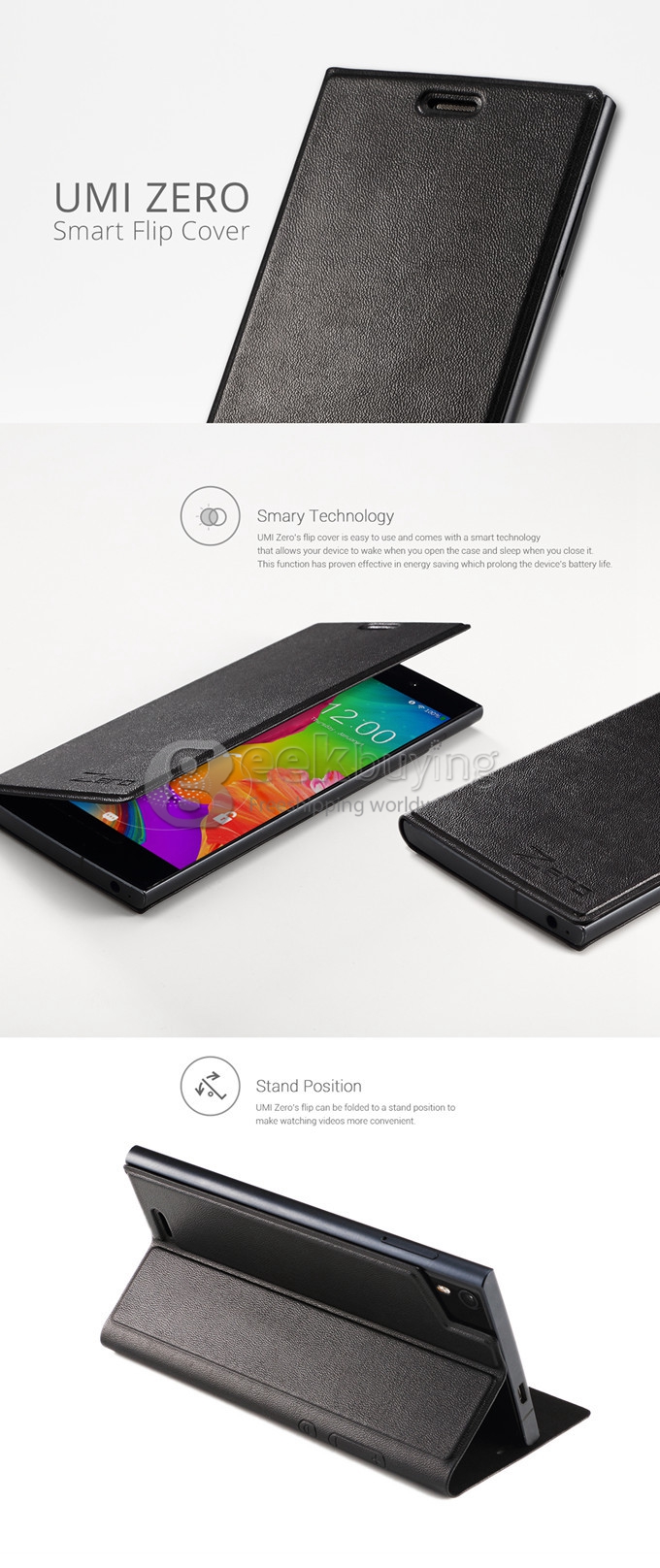 Original Flip Cover Protective Case for UMI ZERO Smartphone Matte Design - Black