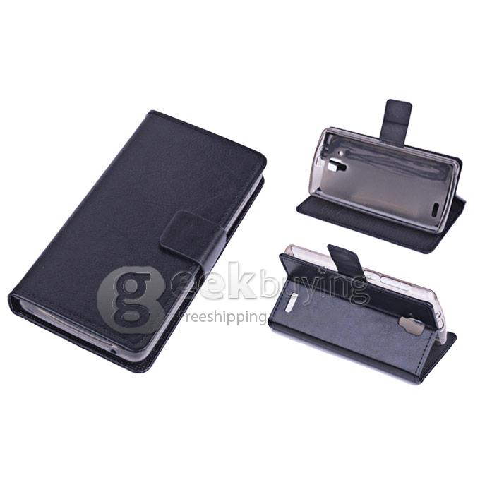 Protective Hard Cover Flip Stand Leather Case for Lenovo A536 -Black