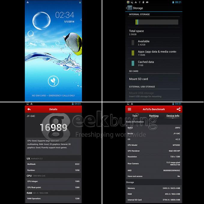 JIAYU G4C MTK6582 Quad Core 1.3GHz Android 4.2 Smartphone 1GB RAM 4GB ROM 4.7 Inch HD Gorilla Glass Screen 3000mAh-Black