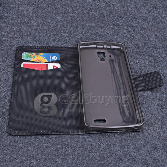 Protective Hard Cover Flip Stand Leather Case for Lenovo A536 -Black