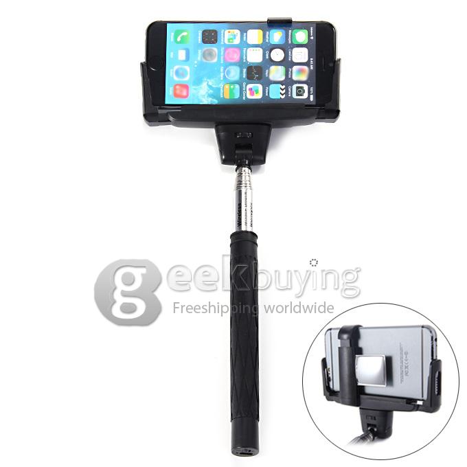 D09 Wireless Bluetooth Selfie Stick Monopod with Mirror for iPhone Galaxy Android - Black