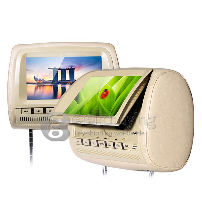 FZ999 9 inch HD Car DVD Game Player Car Headrest Monitor Pillow with USB SD 32 Bit Game FM IR - Beige