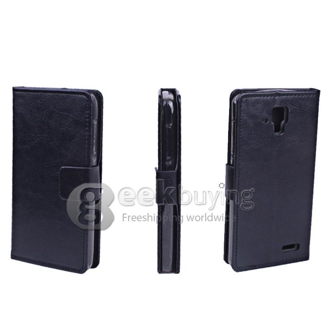 Protective Hard Cover Flip Stand Leather Case for Lenovo A536 -Black