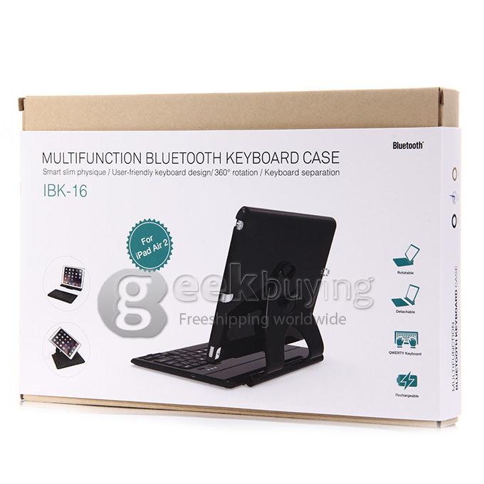 360 Degree Swivel Rotating Stand Bluetooth Keyboard Case Cover For IPad Air 2 iPad 6 - Silver